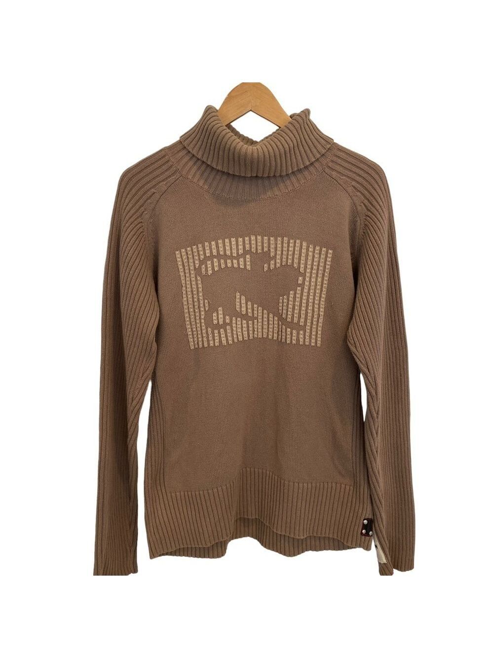 Parasuco men knit sweater beige 100% cotton turtleneck long sleeves cozy Large